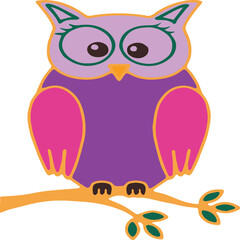 line owl art with color