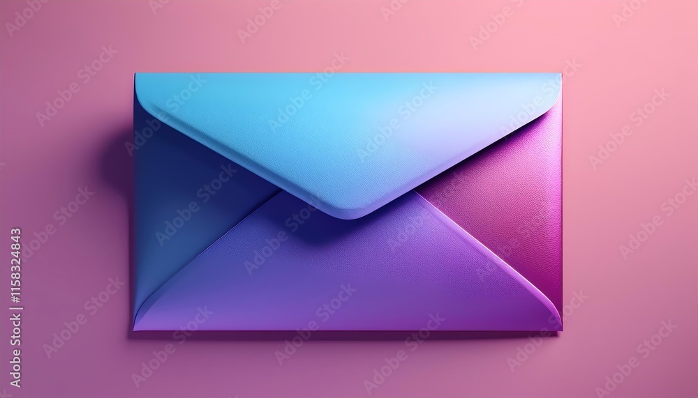 Poster a vibrant, gradient envelope rests on a soft pink background, creating a modern and appealing visual