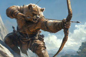 human bear with arrow