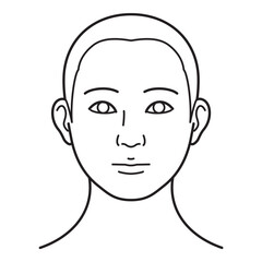 顔　生え際　正面　白黒

