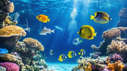 Colorful Creatures in Dynamic Coral Reef Landscape