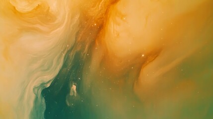 Abstract Cosmic Swirl with Glowing Golden and Green Energy Vortex