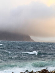 Fototapeta premium Hout Bay in a storm at dusk, Cape Towm, South Africa