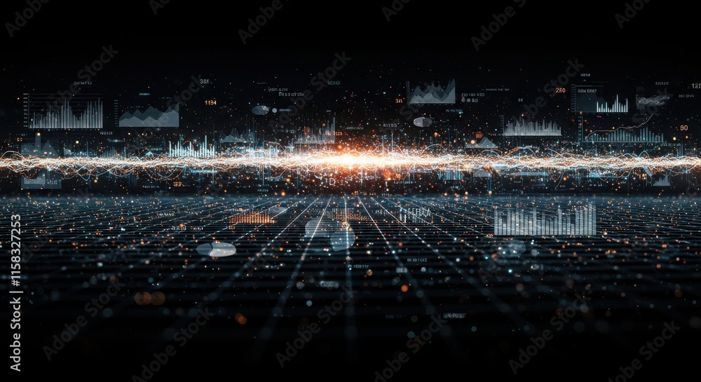 Poster a close-up of a digital shield symbolizing cybersecurity, artificial intelligence technology, a pers