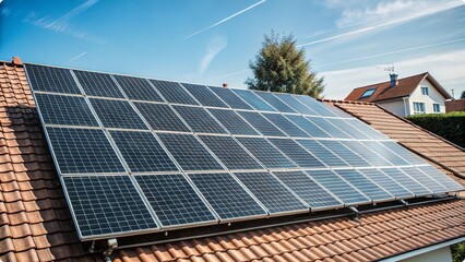 Solar panels on the roof background