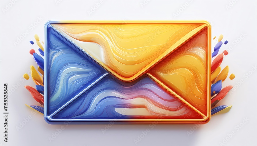 Aufkleber a colorful, stylized envelope with flowing patterns, symbolizing communication and creativity.
