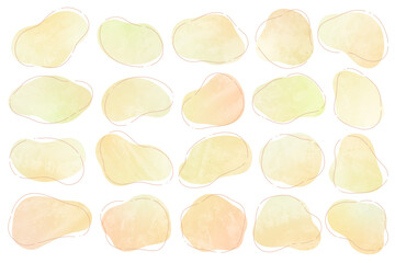 ゆるい流体シェイプのイラストセット ベクター イエロー グラデーション Fluid shape set