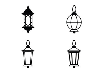 Vintage Lantern Vector Icons