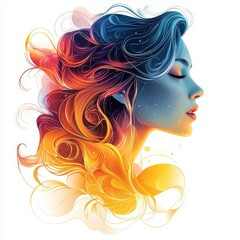 Design of female icon logo illustration isolated on white background