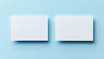 Blank Business Cards Mockup on Blue Background 