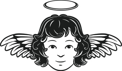Cute angel smiling Angel wings Angel black and white Baby angel Cupid
