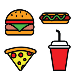 Fast Food Icon Bundle Vector Design.
