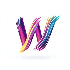letter W with abstract motion lines icon logo illustration isolated on white background