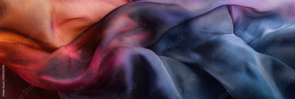 Poster Luxurious silk fabric with rich colors and soft texture creates a perfect space for personalized designs and text placement. Generative AI