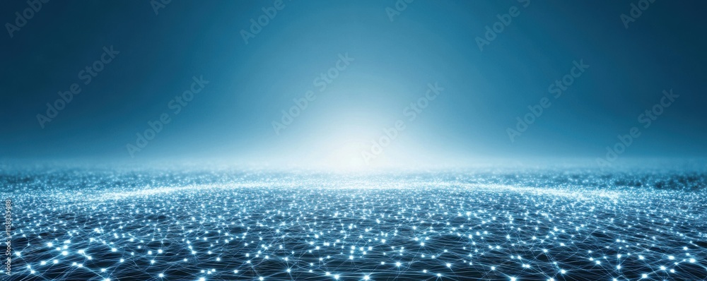 Poster abstract network of glowing blue connections and points on a gradient background. futuristic digital