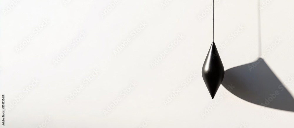 Poster pendulum casting intricate shadow on blank white background providing ideal space for text or creati