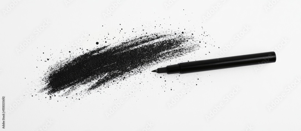 Poster permanent black marker stain on a white background with space for text ideal for backgrounds and art