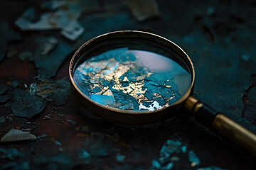 A magnifying glass focusing light on a dark, chaotic area, representing insight into difficult situations