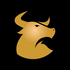 bull on a black background