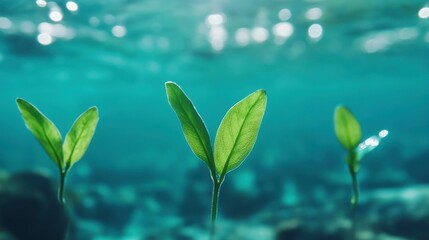 Underwater Plants with Gentle Light in Soft Focus