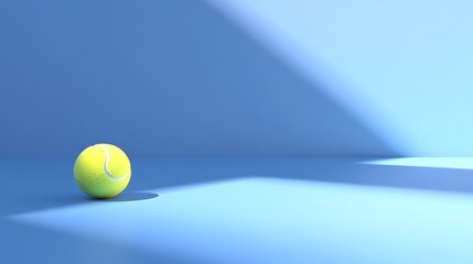 Minimalist tennis ball on bold blue court background