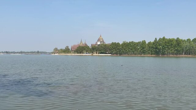 the beautiful nature view blue lake at vientiane, Laos, asia. tourism in laos.