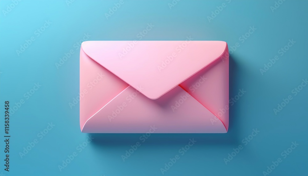 Poster a soft pink envelope rests on a light blue background, creating a visually appealing contrast in thi