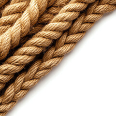 Obraz premium Natural fiber braided rope texture against a white background.