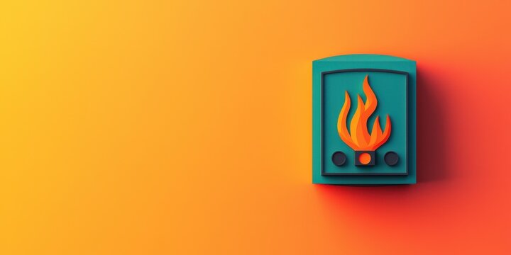 Colorful fire alarm graphic against a vibrant background.