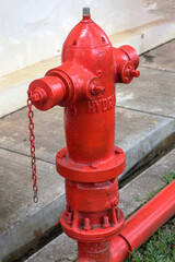 red fire hydrant at the building