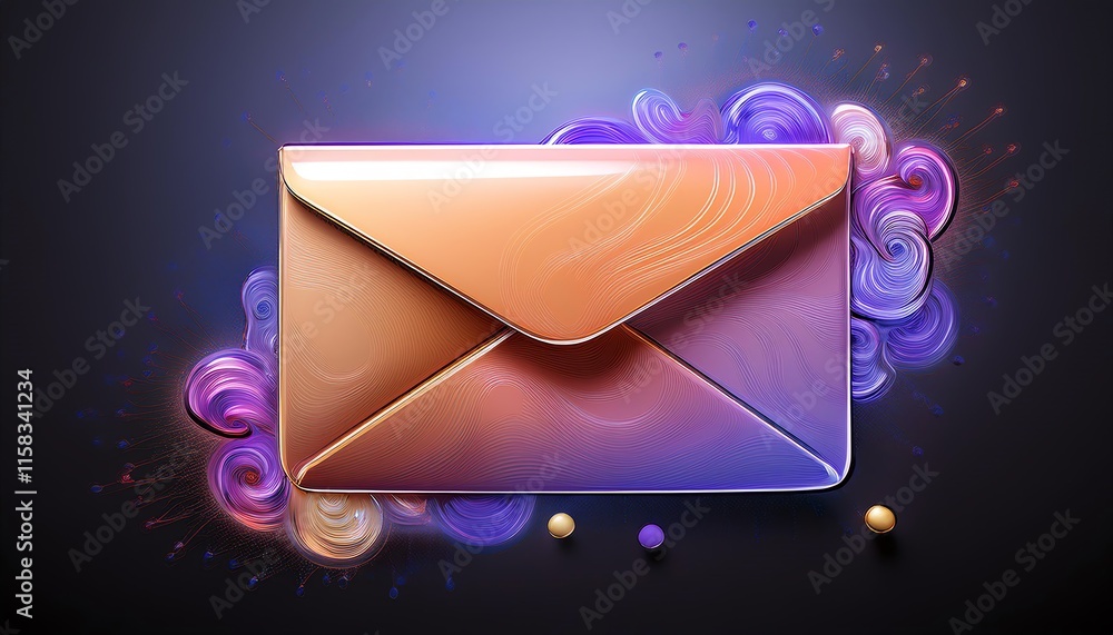 Poster a stylish envelope with a colorful swirl background, symbolizing communication and creativity.