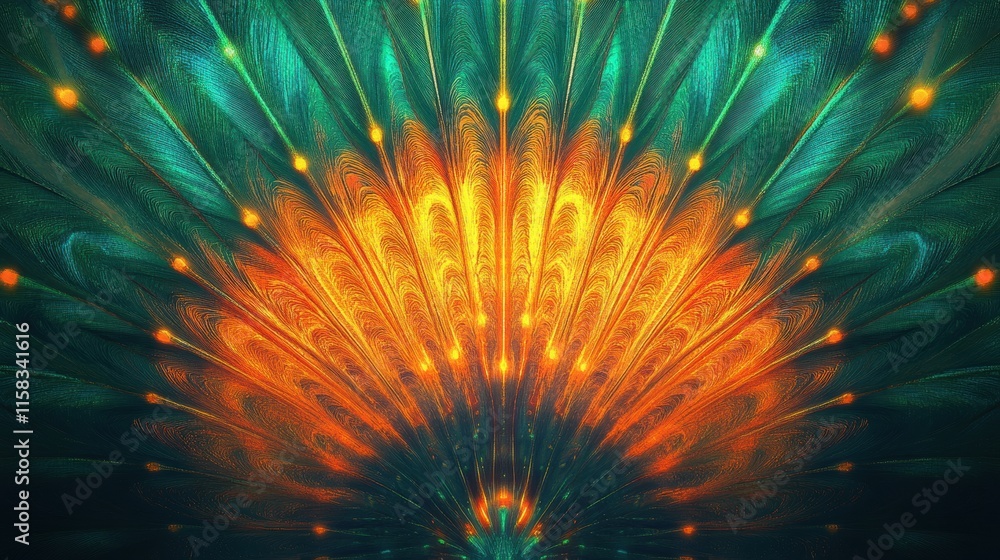 Fototapete vibrant display of peacock tail feathers showcasing intricate patterns with colorful hues and ample 
