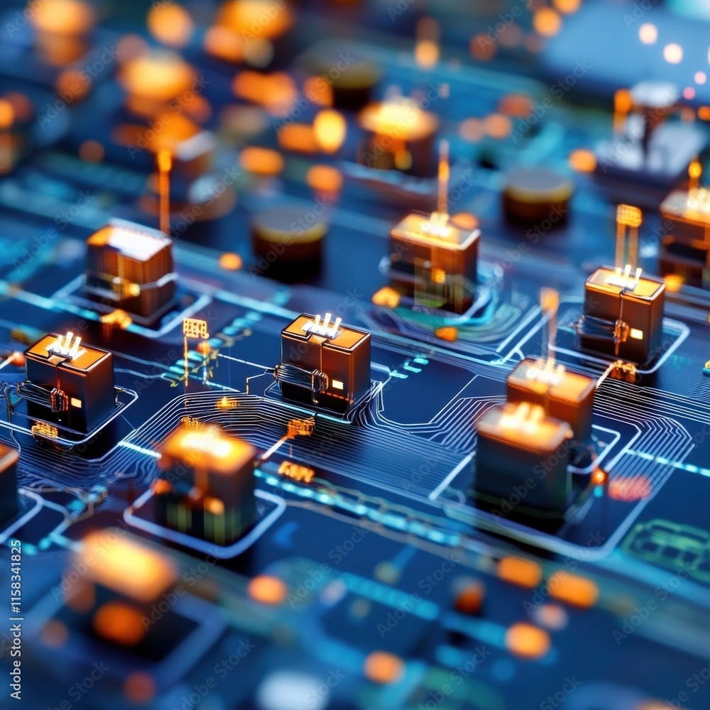 Aufkleber abstract representation of a futuristic technology network showcasing glowing circuitry and intricat