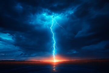 Obraz premium lightning bolt of lightening in the sky