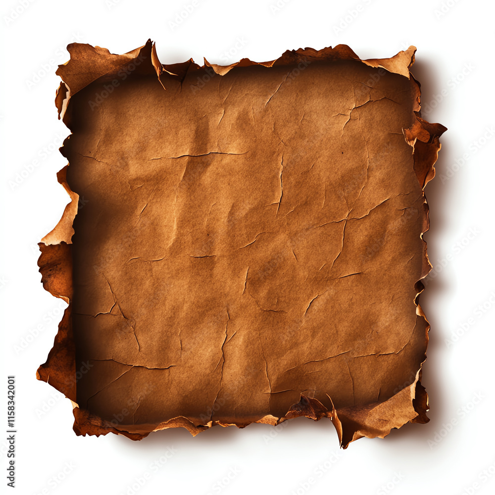 Poster torn parchment paper with a textured surface, perfect for invitations or background design.