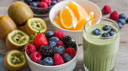 Healthy Organic Breakfast with Fresh Fruits