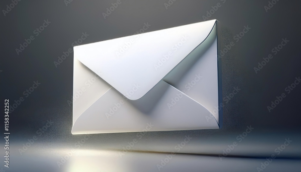 Aufkleber a floating white envelope against a gray background, symbolizing communication and messages in a dig