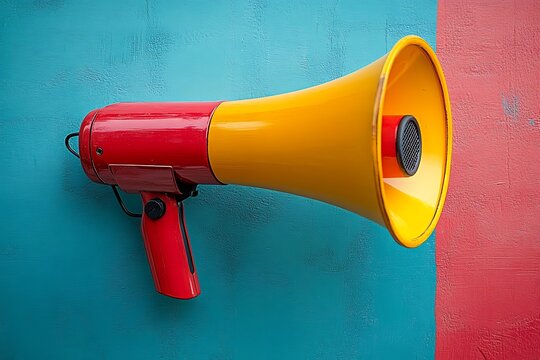 a red and yellow megaphone