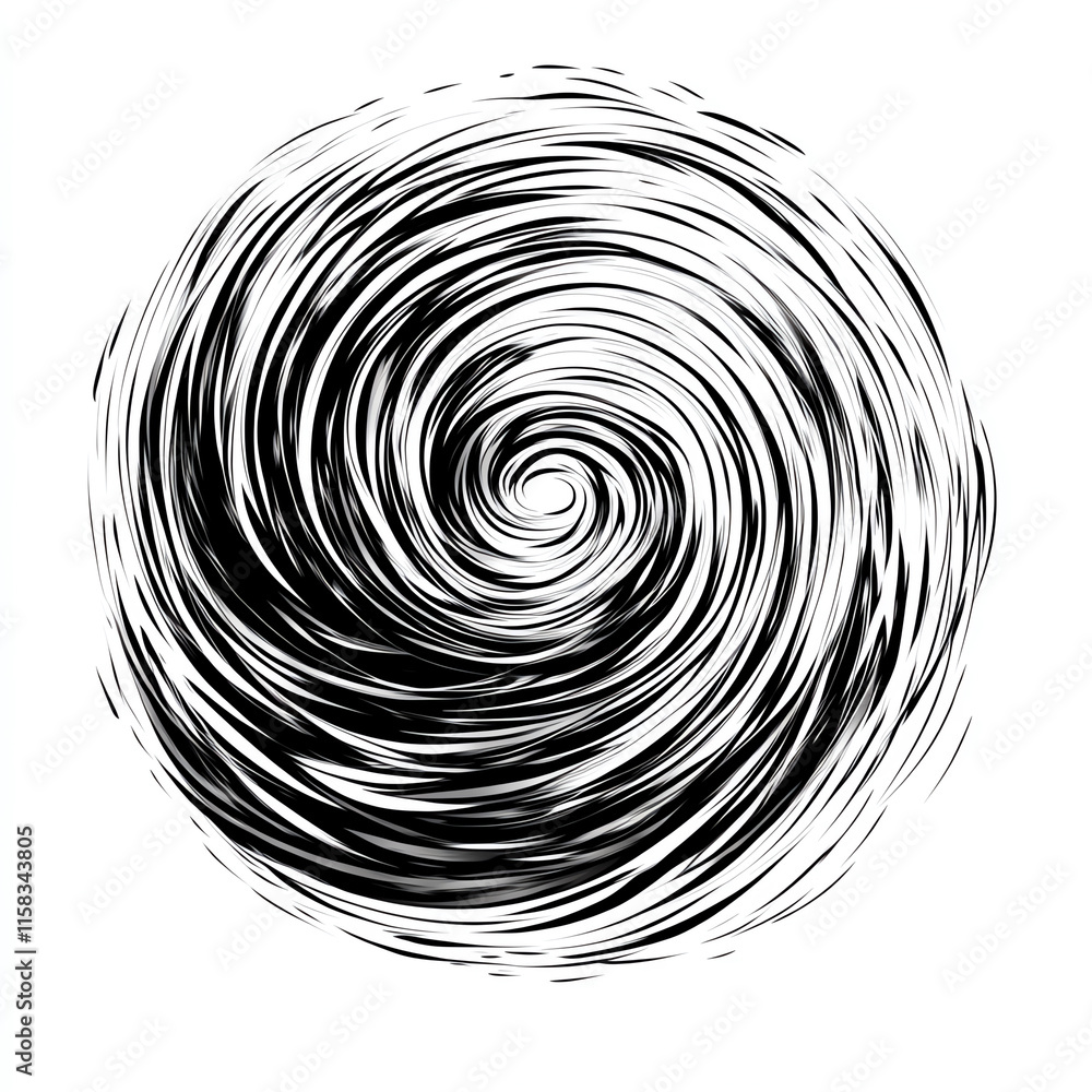Poster abstract swirl design with black and white swirls creating a sense of motion and energy, ideal for v