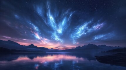 Ethereal Noctilucent Clouds in Twilight Sky