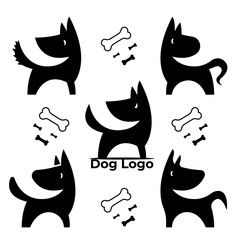 set of dog silhouettes.