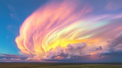 Fototapeta premium Glowing Pastel Rainbow Cloud Phenomenon in Sky