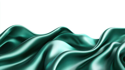 Obraz premium A luxurious satin fabric in deep emerald green, detailed texture with dynamic lighting, soft highlights and shadows creating depth