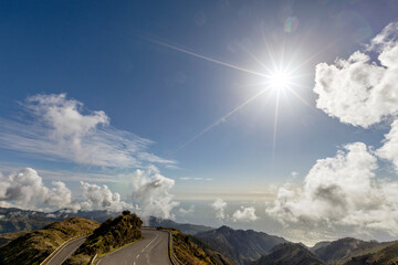 View on mountains with the atlantic ocean in the background, Madeira, Portugal