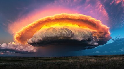 Vivid Rainbow Pileus Cloud Over Landscape