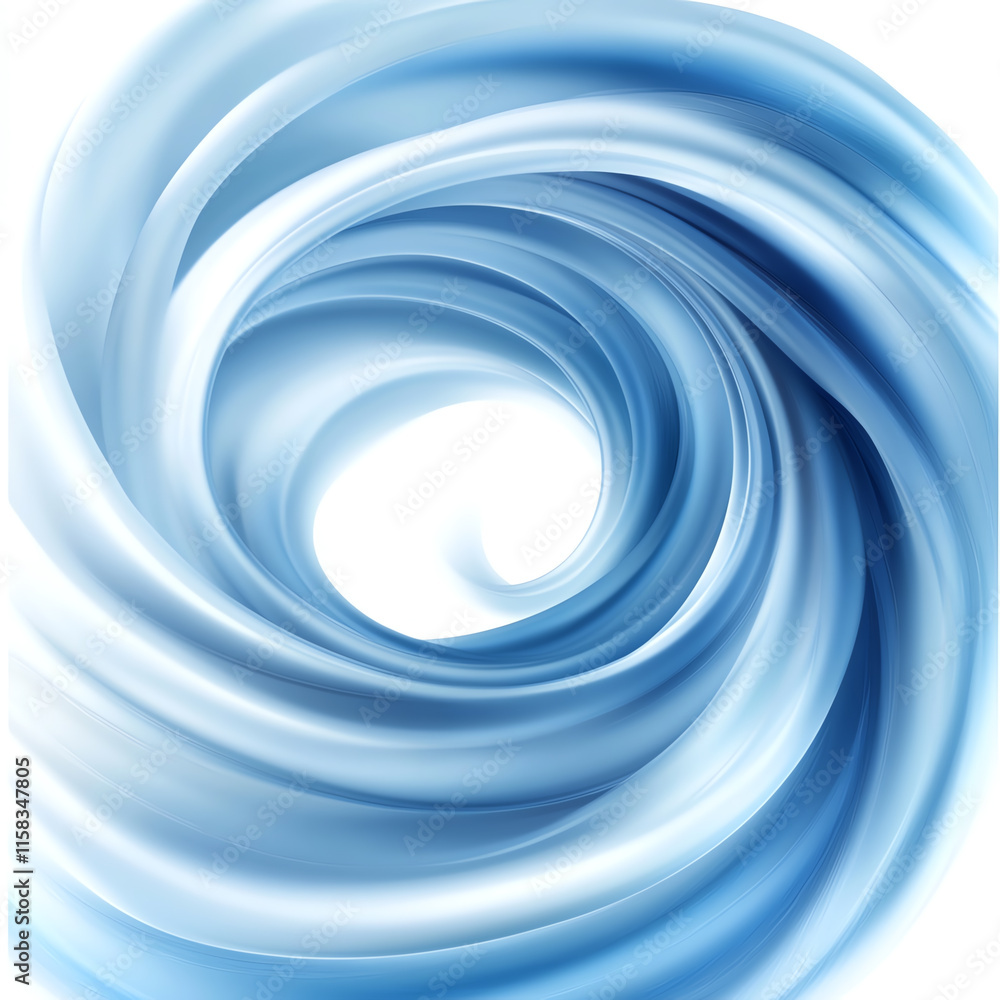 Poster a dynamic swirl of blue tones creating a smooth, flowing abstract pattern on a white background.