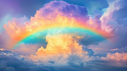 Majestic Rainbow Over Towering Cumulonimbus Clouds