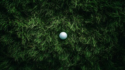 Sharp image of a single golf ball placed on vibrant green grass