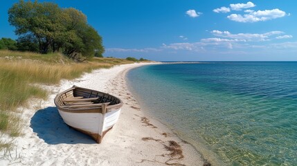Obraz premium Boat Relaxing on the Beach