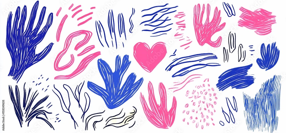 Poster a colorful array of hand-drawn shapes and lines, featuring a heart motif.